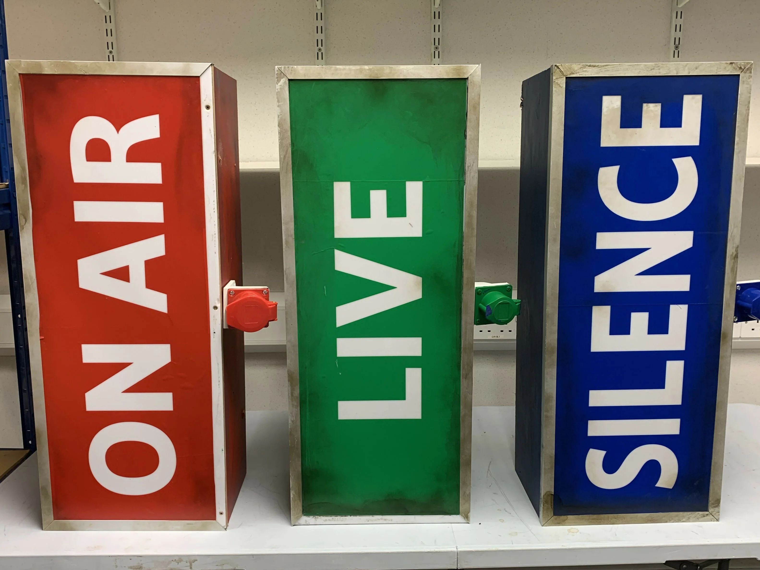 3 ON AIR, LIVE & SILENCE Large Light Box Signs | Set Dressing Props