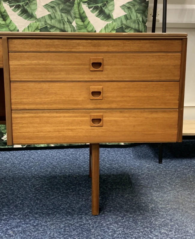 Alfred Cox antique mid-century double-sided walnut desk with 6 drawers - Image 9