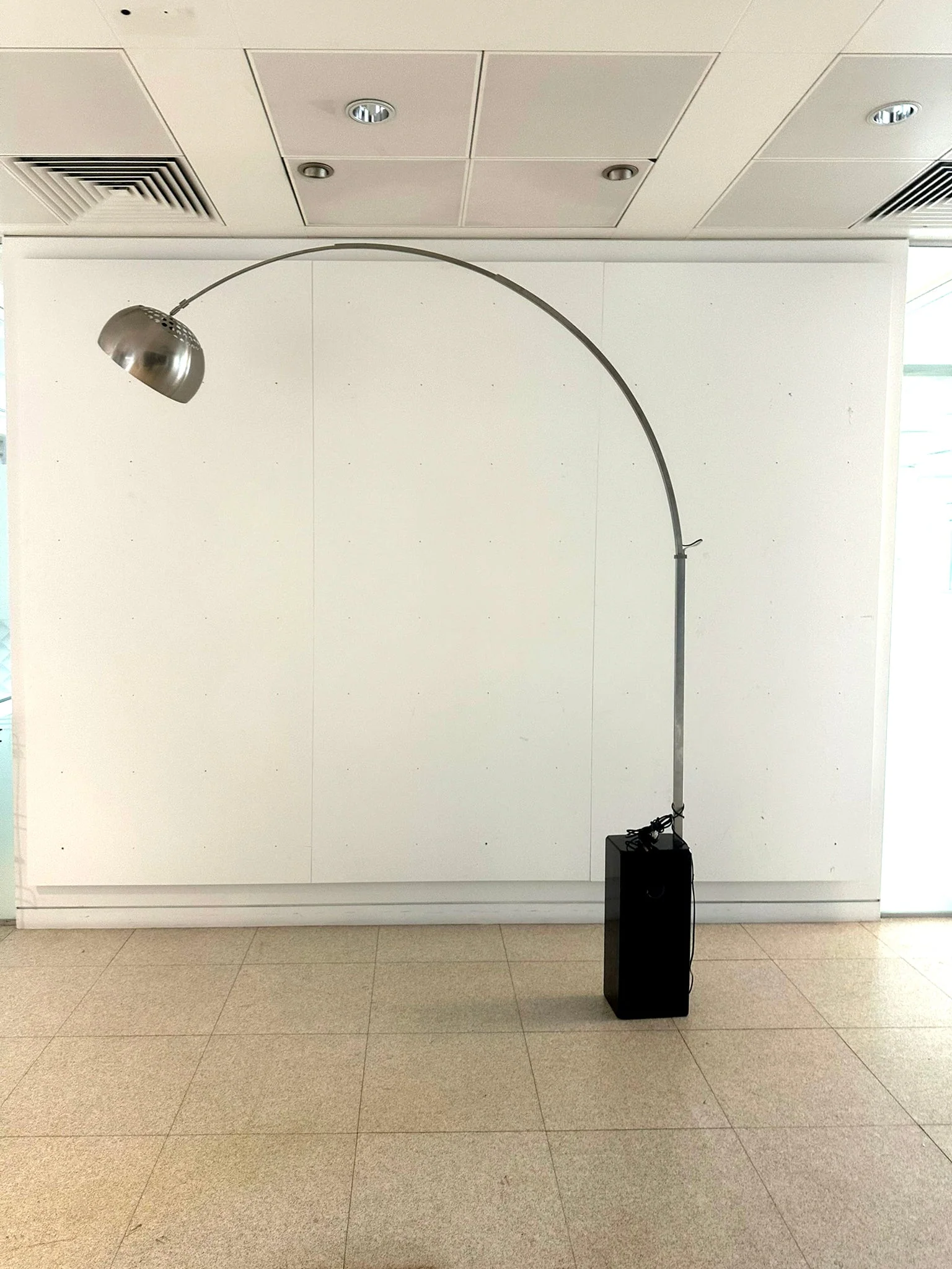 Flos Arco Led Lamp, Black Marble Base, Stainless Steel Stem Adjustable Reflector